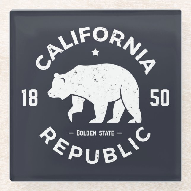 California Logo | The Golden State Glass Coaster (Front)