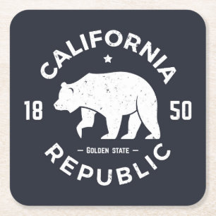 California Logo   The Golden State Square Paper Coaster
