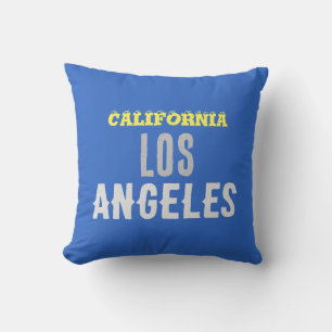 California Los Angeles City USA Retro Vintage Blue Cushion