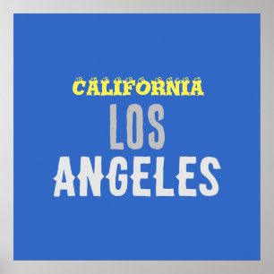 California Los Angeles City USA Retro Vintage Blue Poster