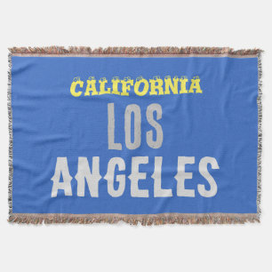 California Los Angeles City USA Retro Vintage Blue Throw Blanket
