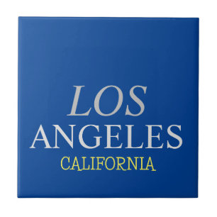 California Los Angeles City USA Retro Vintage Blue Tile