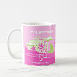 California, Los Angeles, Travel Art, Preppy, Pink Coffee Mug