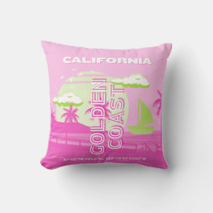 California, Los Angeles, Travel Art, Preppy, Pink Cushion