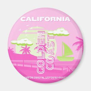 California, Los Angeles, Travel Art, Preppy, Pink Magnet