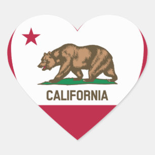 California Love - California Flag Heart Sticker