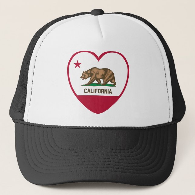 California Love - California Flag Heart Trucker Hat (Front)