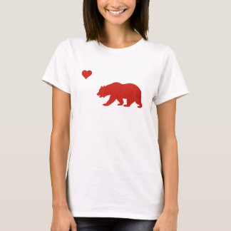 California Love Red Bear & Heart T-shirt