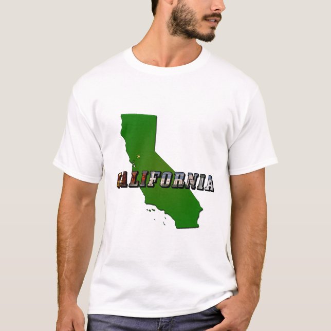 California Map and Picture Text T-Shirt (Front)