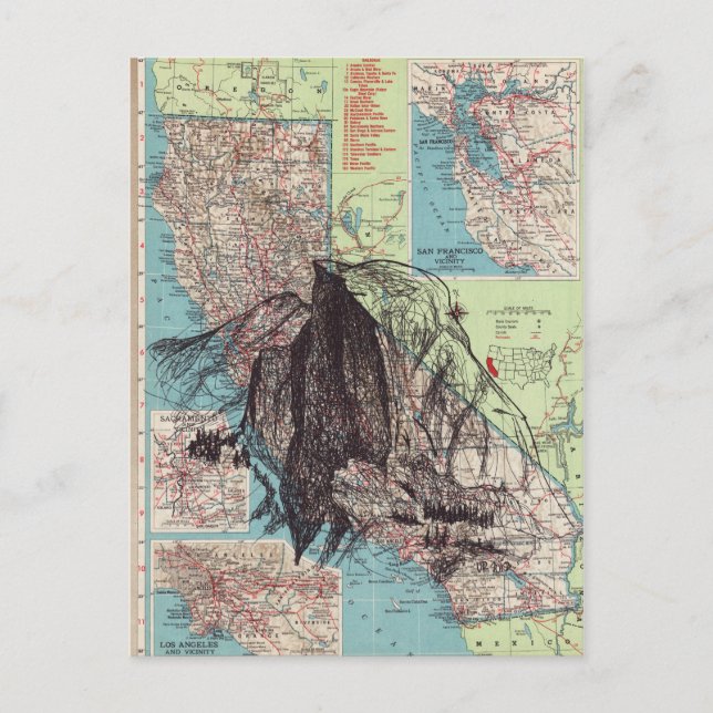 California Map Art Postcard (Front)
