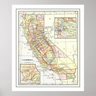 California Map from 1911 Poster