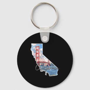 California map illustration golden gate bridge key ring