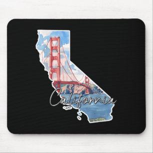 California map illustration golden gate bridge mouse mat