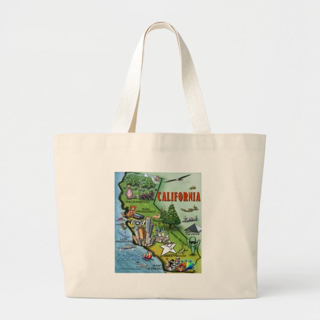 California Map Large Tote Bag (Front)