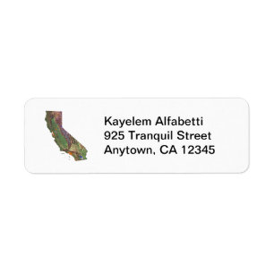 California Map Return Address Label