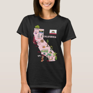 California map US tourist attractions cities flag T-Shirt