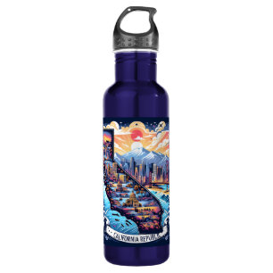 California Map Vector Art 710 Ml Water Bottle