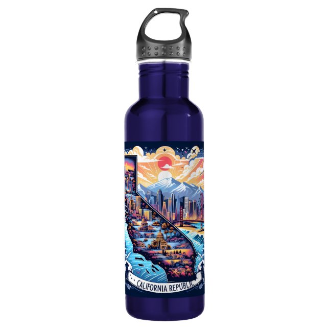 California Map Vector Art 710 Ml Water Bottle (Front)