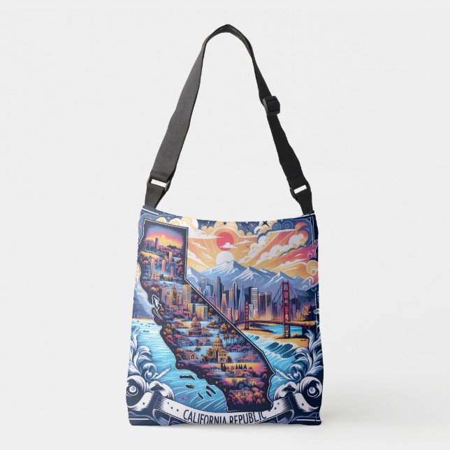 California Map Vector Art Crossbody Bag (Front)