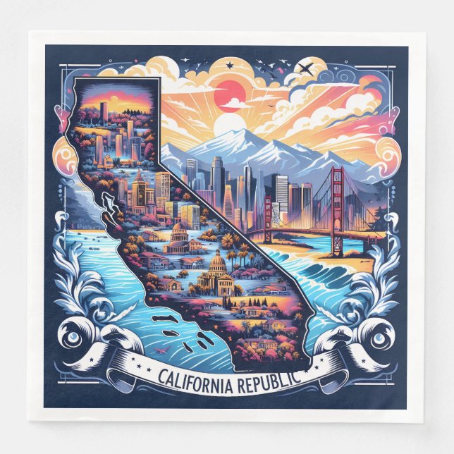 California Map Vector Art Napkin (Front)