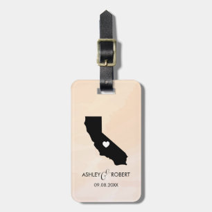 California Map Wedding Luggage Tag, Couple's Name Luggage Tag