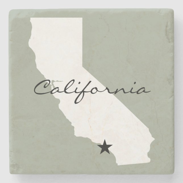 California Minimalist Map Silhouette Stone Coaster (Front)