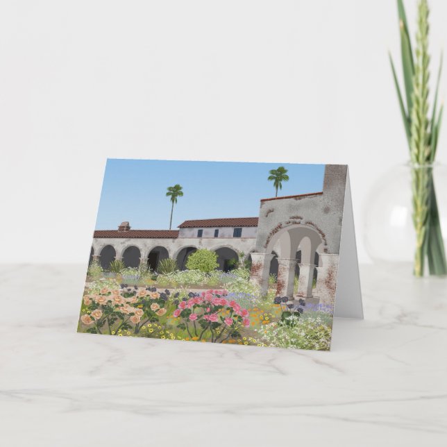 California mission greeting card, blank inside card (Front)