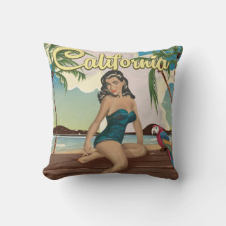 California Model retro travel poster Cushion