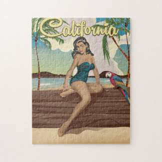 California Model retro travel poster Jigsaw Puzzle