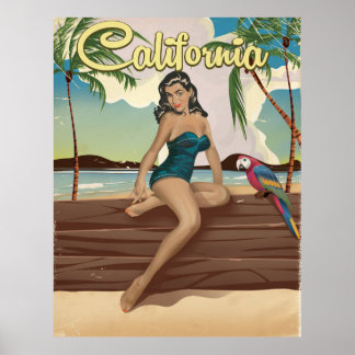 California Model vintage travel print art.