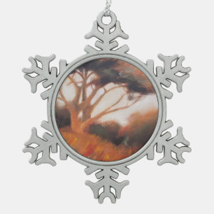 California Monterey Cypress Trees Snowflake Pewter Christmas Ornament