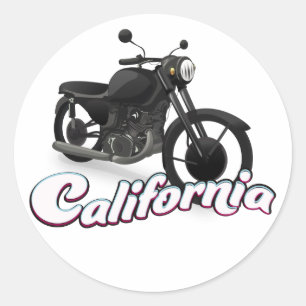 California Motorbike Classic Round Sticker