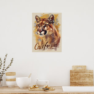 California Mountain Lion Cougar Portrait Poster