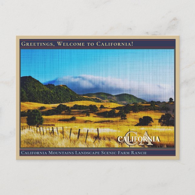 California Mountains Landscape Scenic Farm Ranch  Postcard (Front)