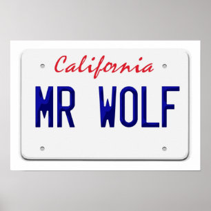California Mr Wolf License plate Poster