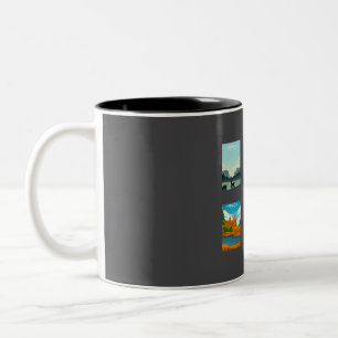 California National Parks Travel Poster Sticker Co Two-Tone Coffee Mug