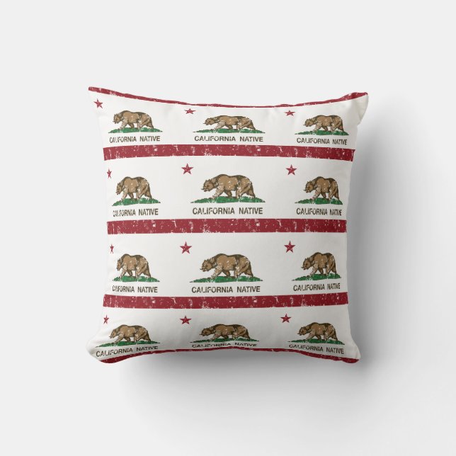 California Native Republic Flag Cushion (Front)
