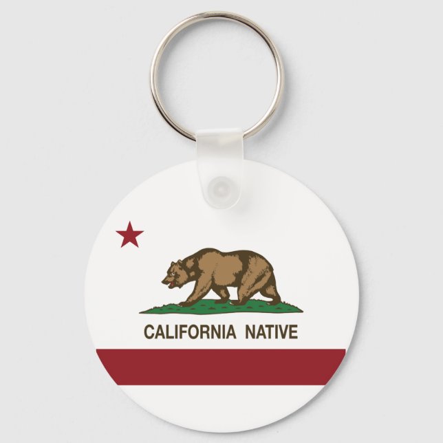 California Native Republic Flag Key Ring (Front)