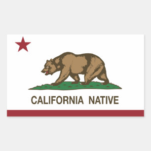 California Native Republic Flag Rectangular Sticker