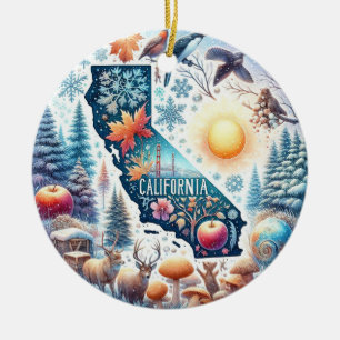 California Nature Winter Christmas Ceramic Tree Decoration