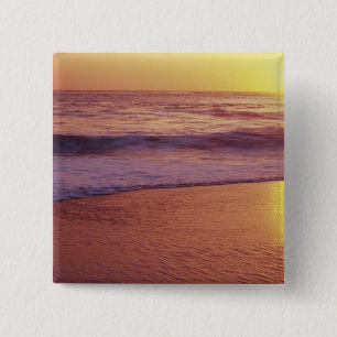 California, near Santa Cruz, View of beach at 15 Cm Square Badge