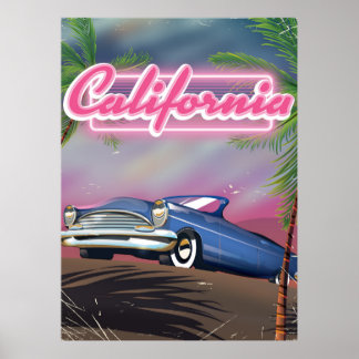 California neon retro travel poster