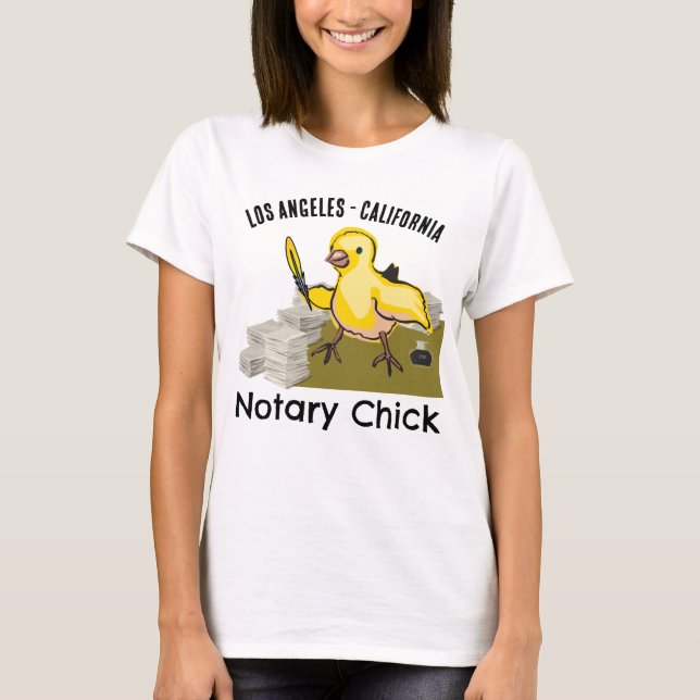 California Notary Chick Yellow Feather Quill T-Shirt (Front)