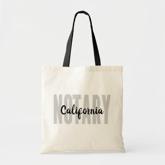 California Notary Public Faded Black Big Font Tote Bag (Front)