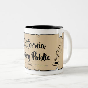 California Notary Public Scroll Feather Quill Two-Tone Coffee Mug