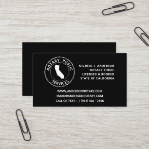 California Notary Public Services Business Card