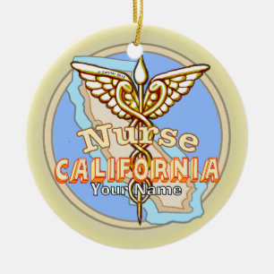 California Nurse Caduceus Ceramic Tree Decoration