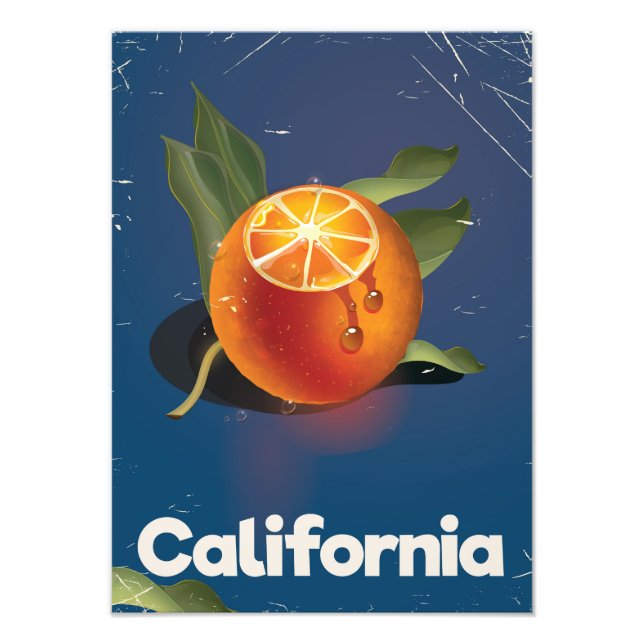 California Orange Retro Style vacation poster (Front)