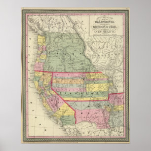 California, Oregon, Utah, New Mexico 3 Poster