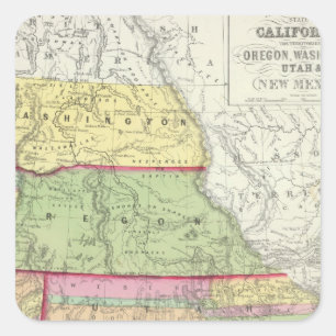 California, Oregon, Washington, Utah, New Mexico 3 Square Sticker